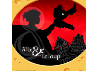 l'affiche du spectacle Alix et le loup montrant l'image d'une fille qui tient dans sa main la tête d'un loup qui a la bouche grande ouverte